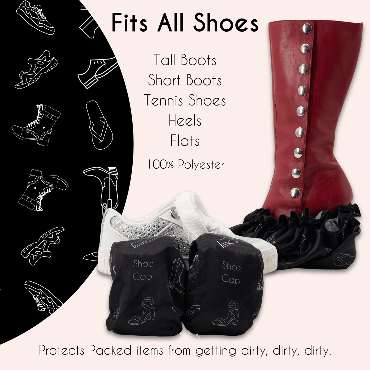 shoes with travel shoe covers