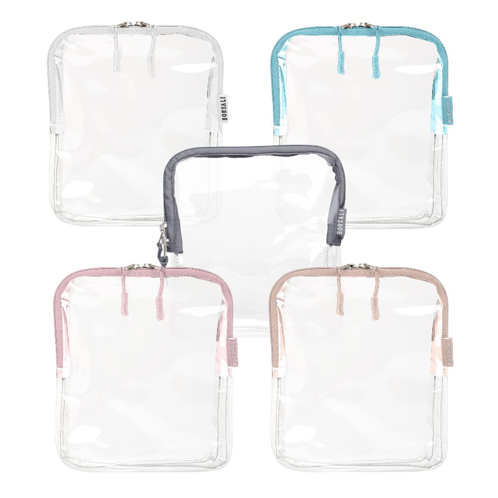 Borsali Quart Size Bag TSA-Approved for Carry On Travel - One (1) Quart Clear Toiletires, Cosmetic and 3-1-1 Liquids Toiletry Ba Borsali Quart Size Bag TSA-Approved for Carry On Travel - One (1) Quart Clear Toiletires, Cosmetic and 3-1-1 Liquids Toiletry Ba