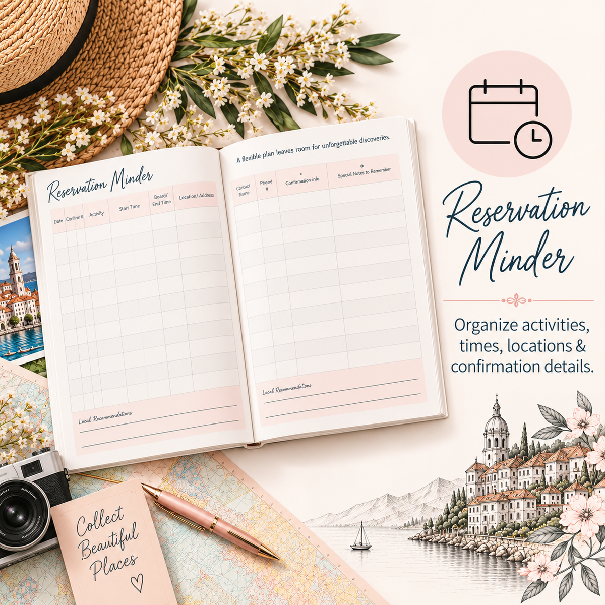 Travel Journal and Planner with Coloring Pages