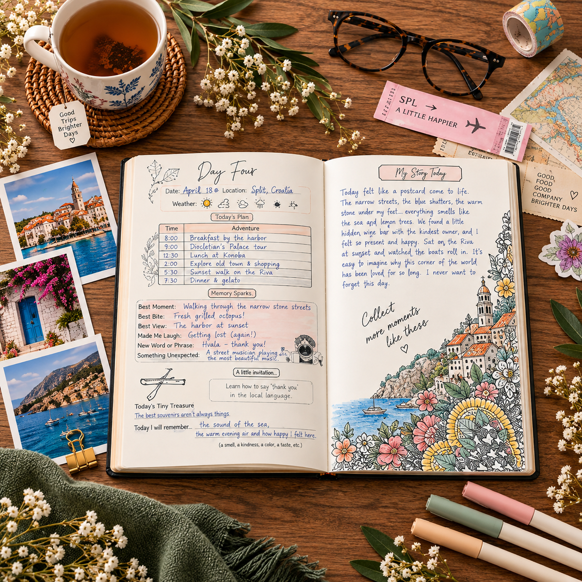 Travel Journal and Planner with Coloring Pages