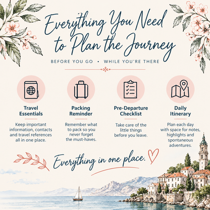 Travel Journal and Planner with Coloring Pages