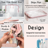 4 images showing benefits of clear quart size bag