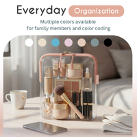 organized cosmetics inside clear quart size bag