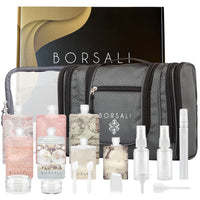 Complete 20 piece Toiletry Bag and Bottles Set | Borsali