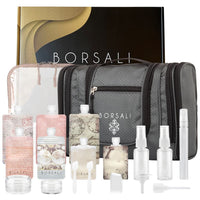 Complete 20 piece Toiletry Bag and Bottles Set | Borsali