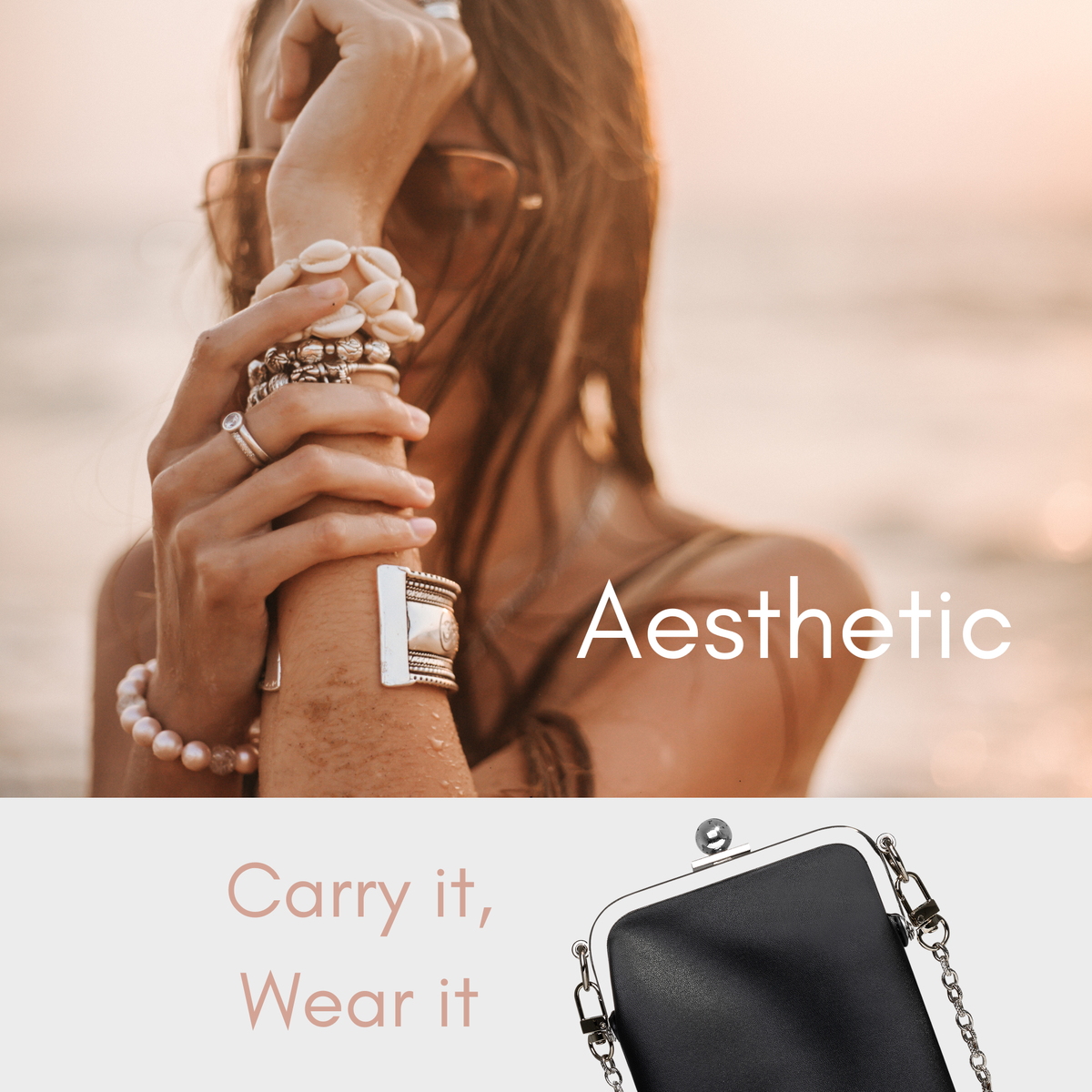 woman wearing bracelets showing soft double eyeglass case