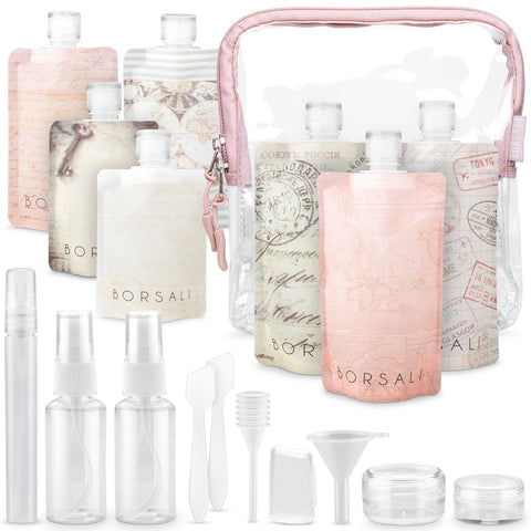 Travel Size Bottles for 3-1-1 Toiletries with TSA Approved Cosmetic To –